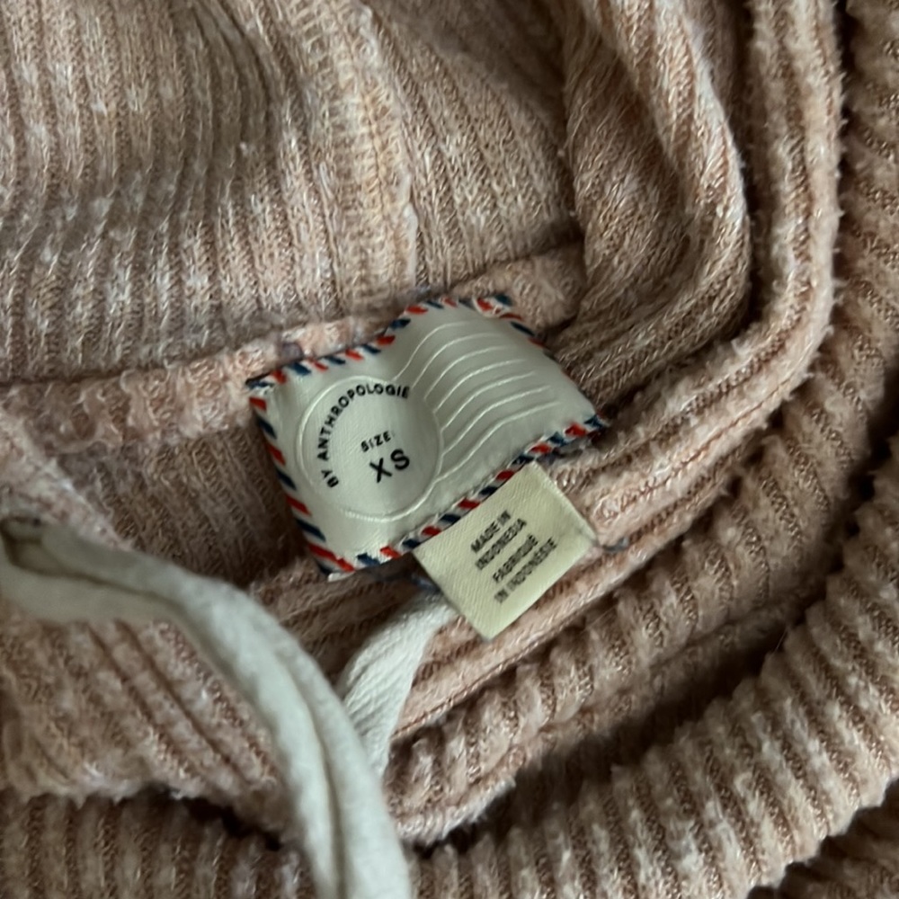 Anthro Pink Ribbed Pullover Sweatshirt - Picture 4 of 4